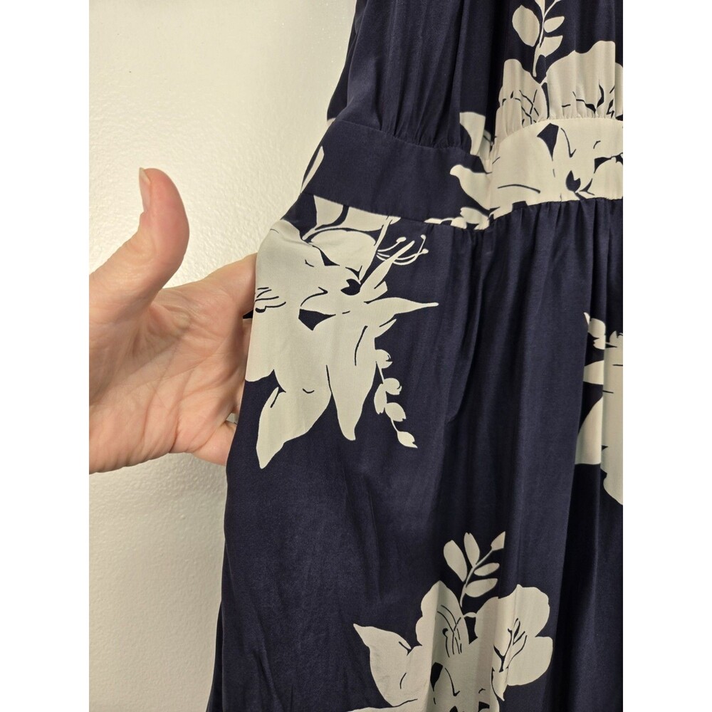 Boden Icons Agnes Dress Navy Floral Halter Midi Keyhole Size US 12 UK 16 Silk - Picture 6 of 13